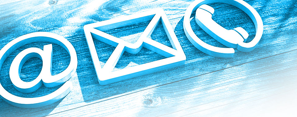 Email, mail and phone contact icons